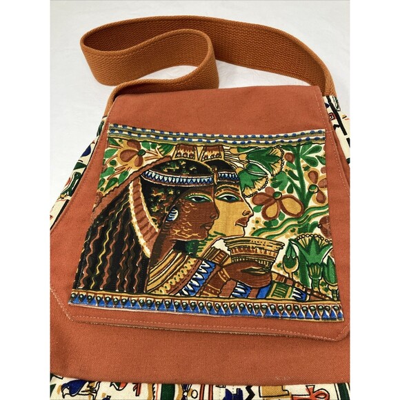 VTG Carpetbags of America Purse Egyptian Print Hobo Bag Purse 1970s Boho Hippie - Picture 6 of 14